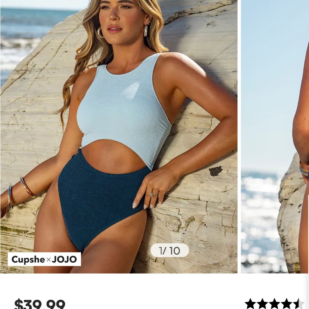 Cupshe Blue One Piece Swimsuit with Cut-Out Design